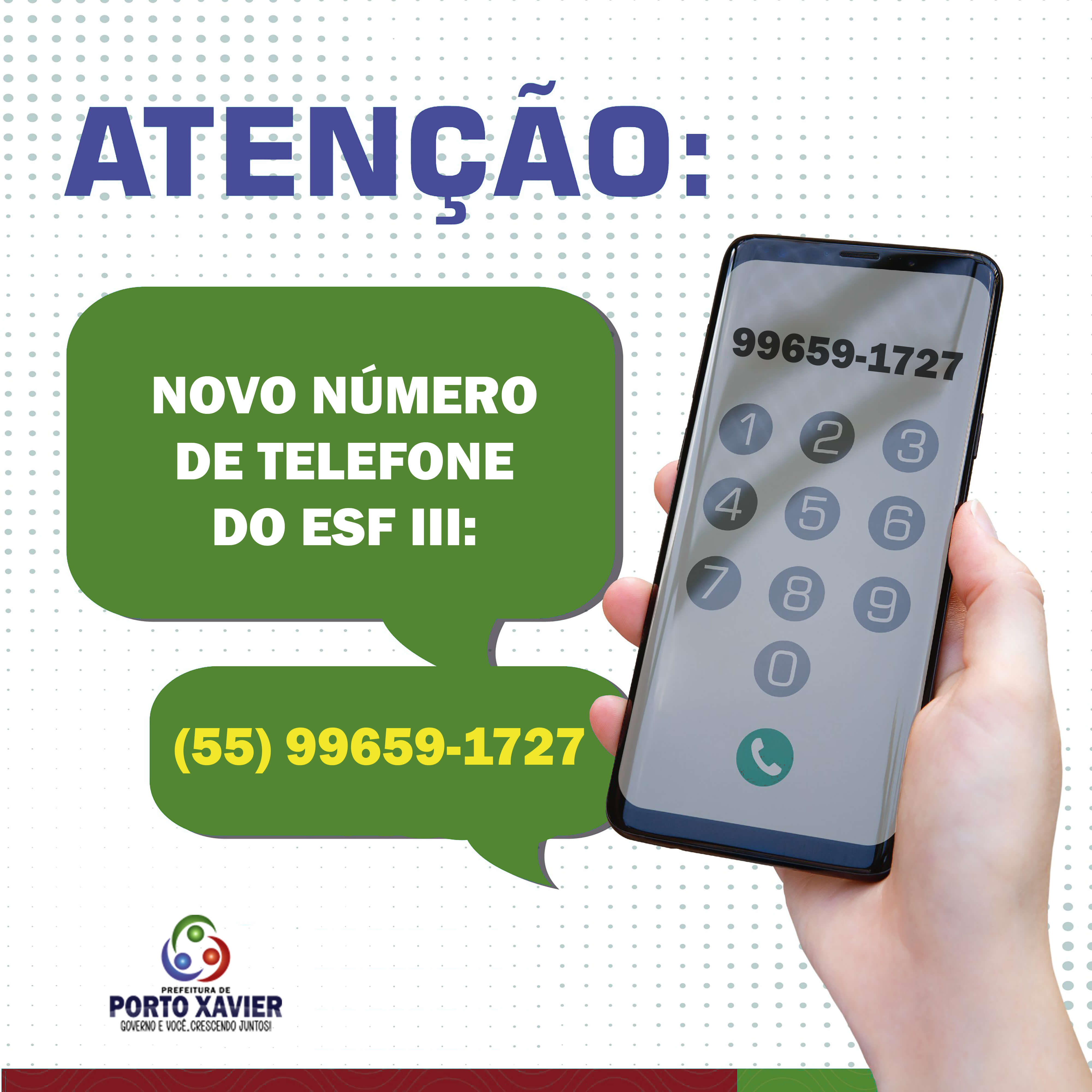 NOVO CONTATO TELEFÔNICO DO ESF III